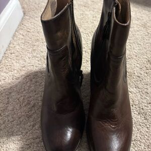 Frye Dark Brown Leather Ankle Boots